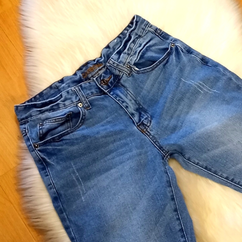 Carbon Distressed Straight Leg Jeans